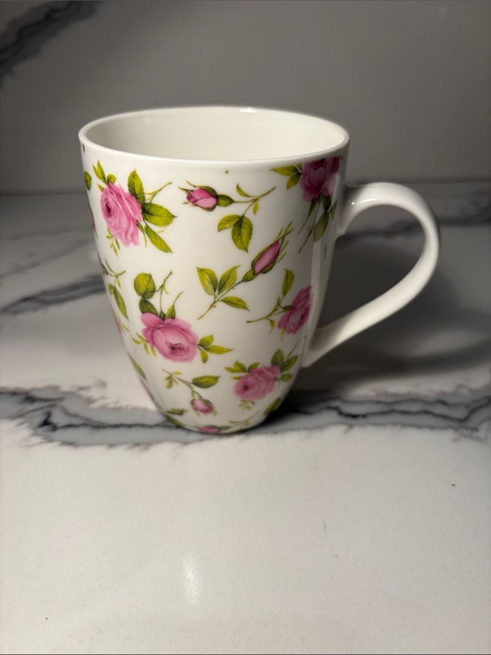 New Floral Pink Rose Porcelain Mug - Elegant Home Dining Cup